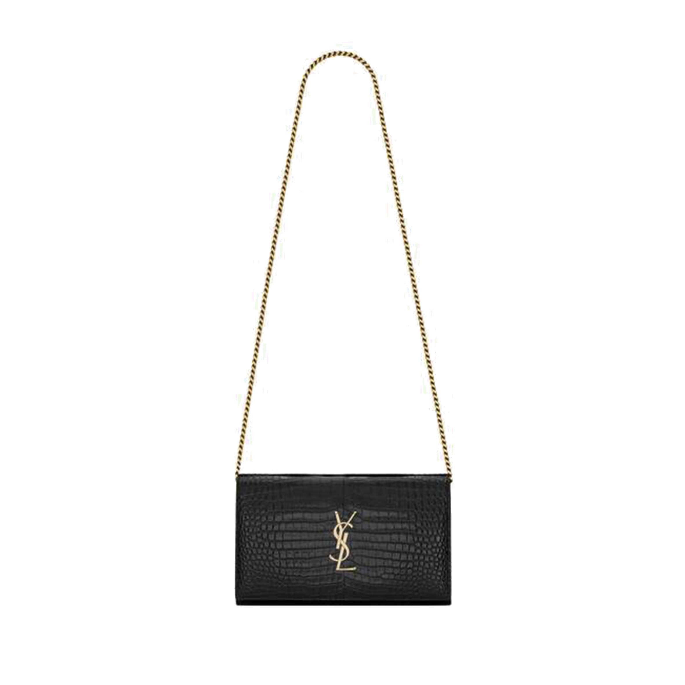 Y*L cassandre chain wallet in crocodile-embossed shiny leather 747464dnd1j1000 (22.5*14*4cm)