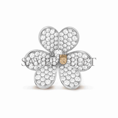 v*n cl*f arpels frivole clip pendant, very large model - white gold, Di*m*nd  vcarp6l600