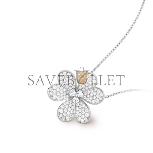 v*n cl*f arpels frivole clip pendant, very large model - white gold, Di*m*nd  vcarp6l600