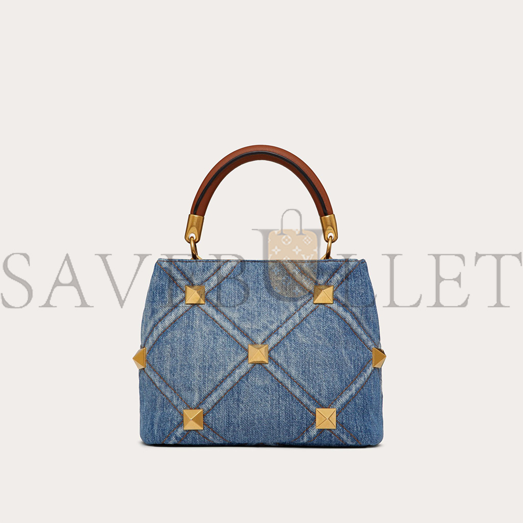 va1e*ntin0 small roman stud the handle bag in De*1m xw0b0i97hmr_f23 (21*17*14cm)