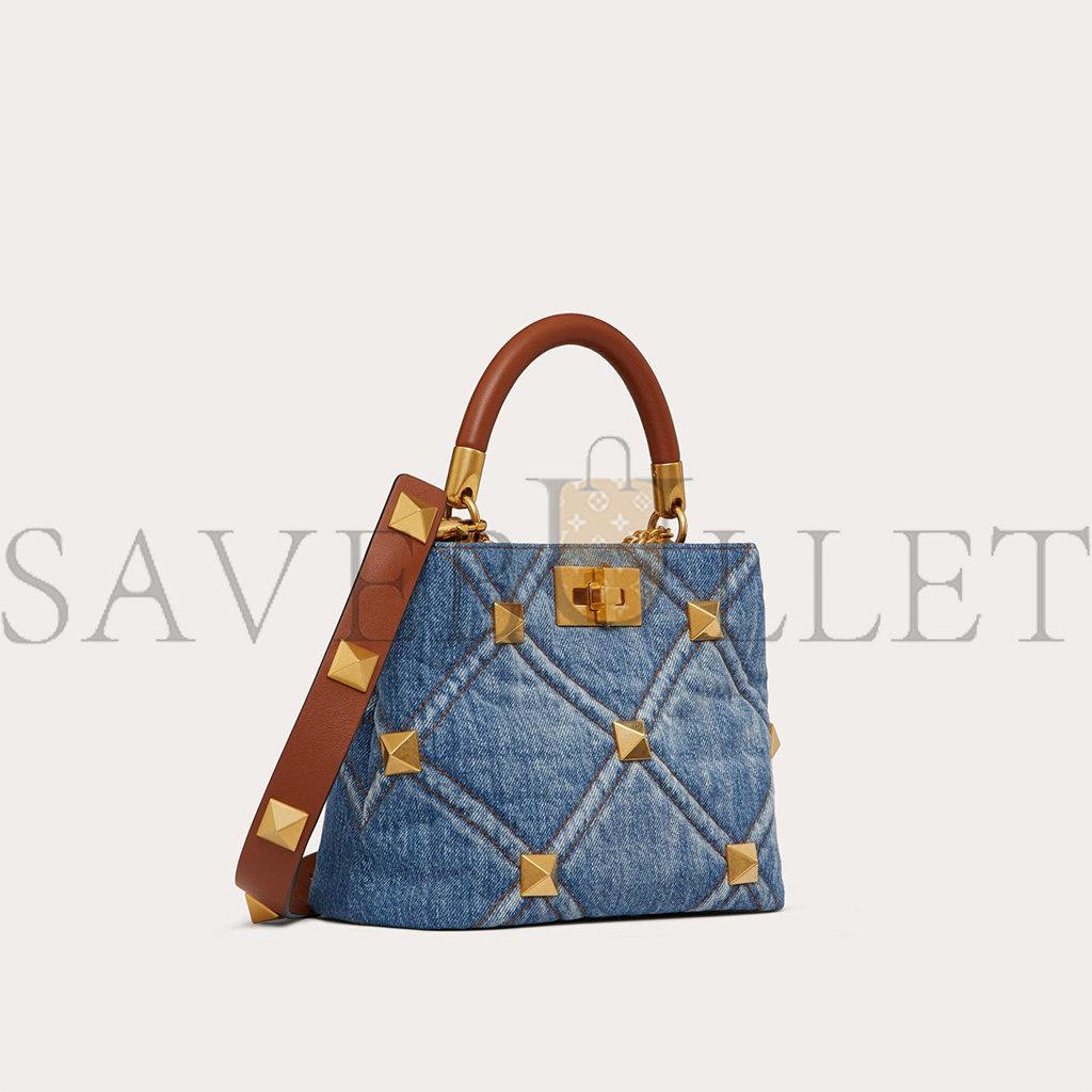 va1e*ntin0 small roman stud the handle bag in De*1m xw0b0i97hmr_f23 (21*17*14cm)