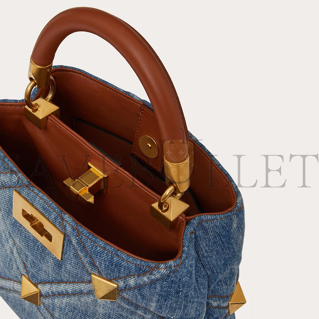va1e*ntin0 small roman stud the handle bag in De*1m xw0b0i97hmr_f23 (21*17*14cm)