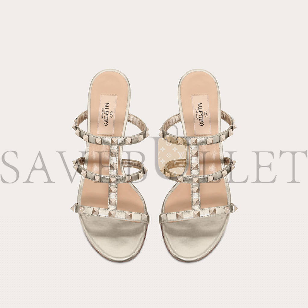 Va1e*ntin0 rockstud metallic calfskin leather slide sandal 60 mm 5w2s0c47jxh