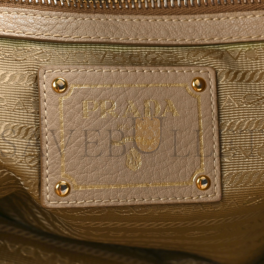 Pra*a vitello daino shoulder bag sabbia (34*29*14cm)