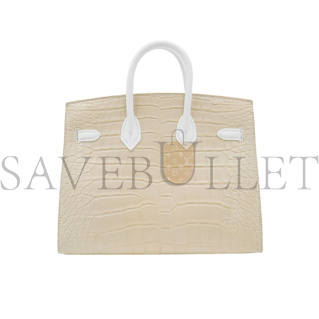 H**mes 20cm birkin sellier faubourg house white snow palladium hardware h0110 (20*15*11cm)