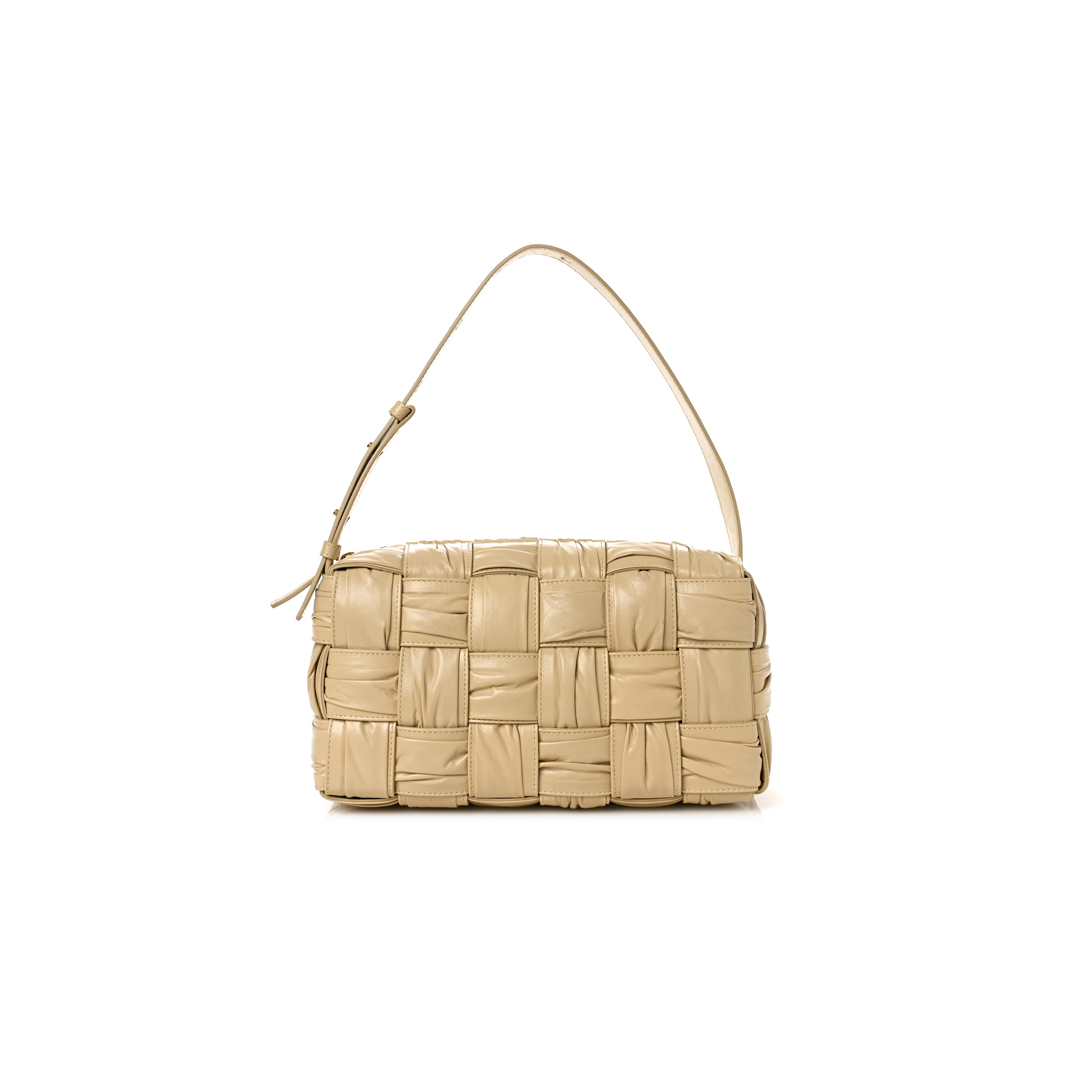 bo*te*ga Ve*ne*ta calfskin intreccio plisse camera bag porridge (24*16*8cm)