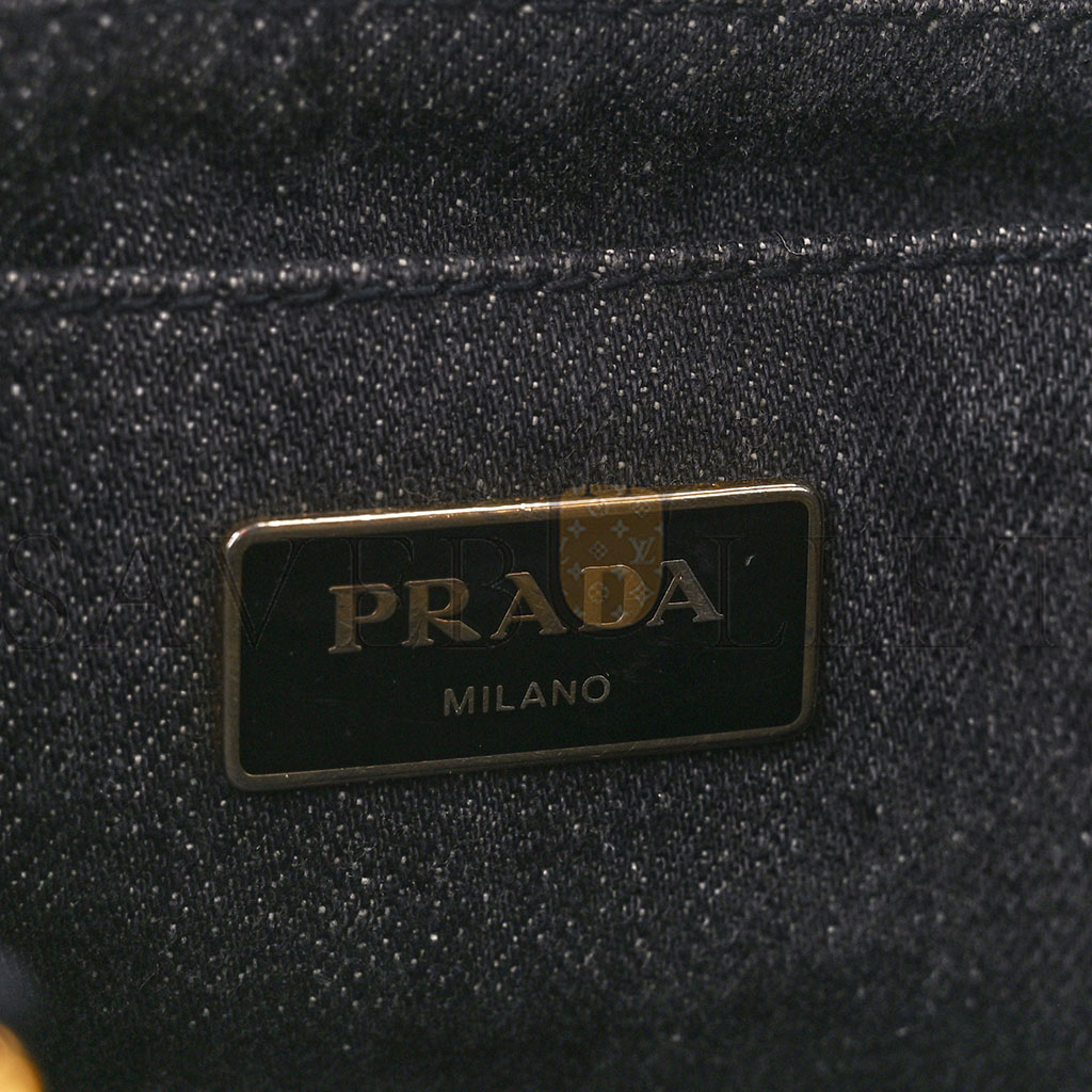 pra*a De*1m small canapa logo tote black (27*20*14cm)