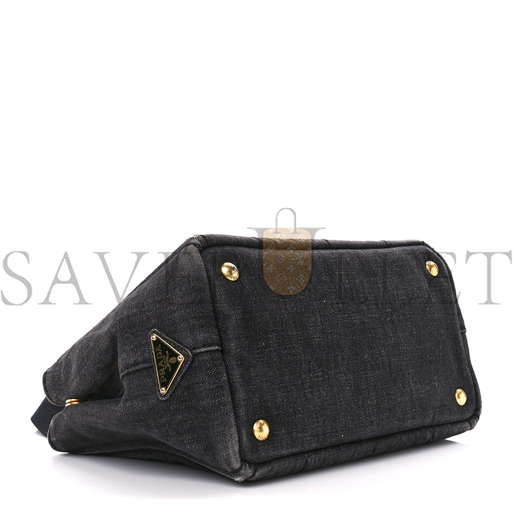 pra*a De*1m small canapa logo tote black (27*20*14cm)