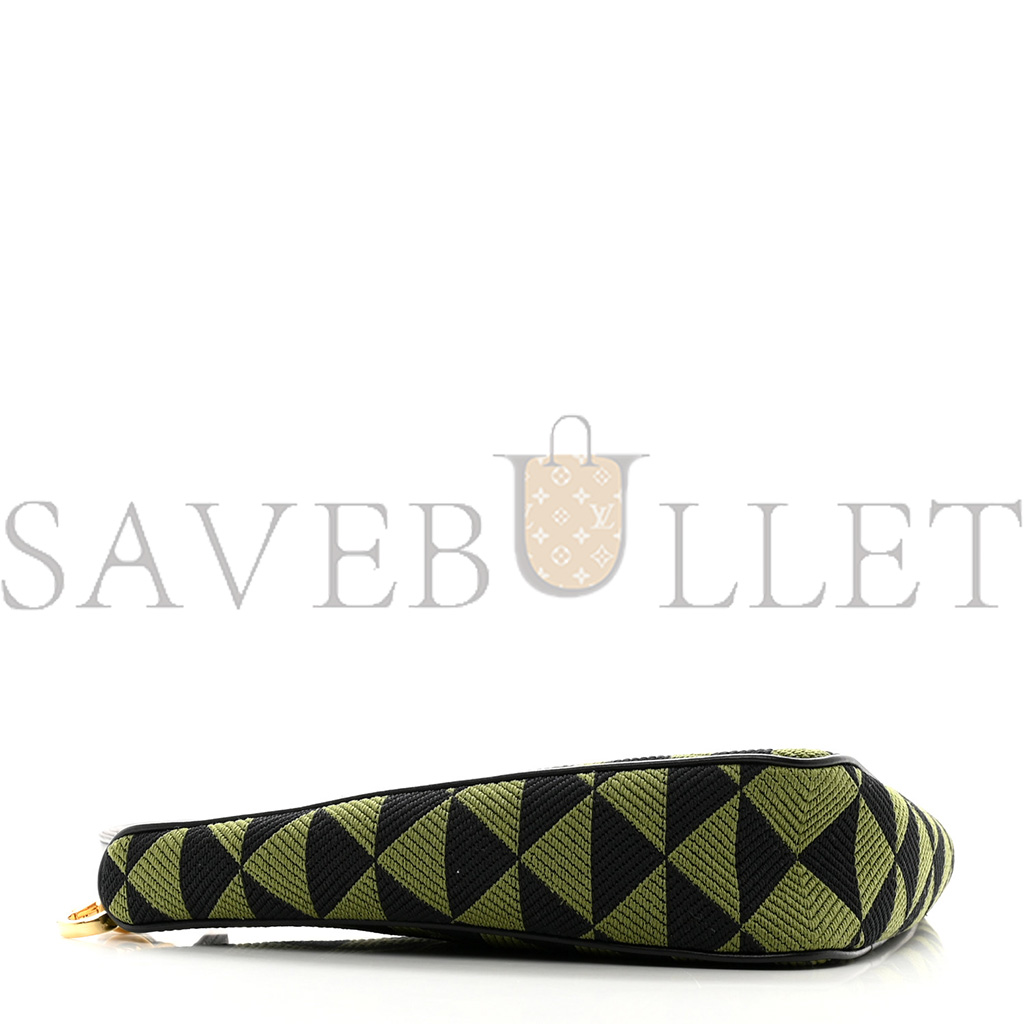Pra*a jacquard triangolo symbole embroidered mini triangle shoulder bag black edera (27*15*5cm)
