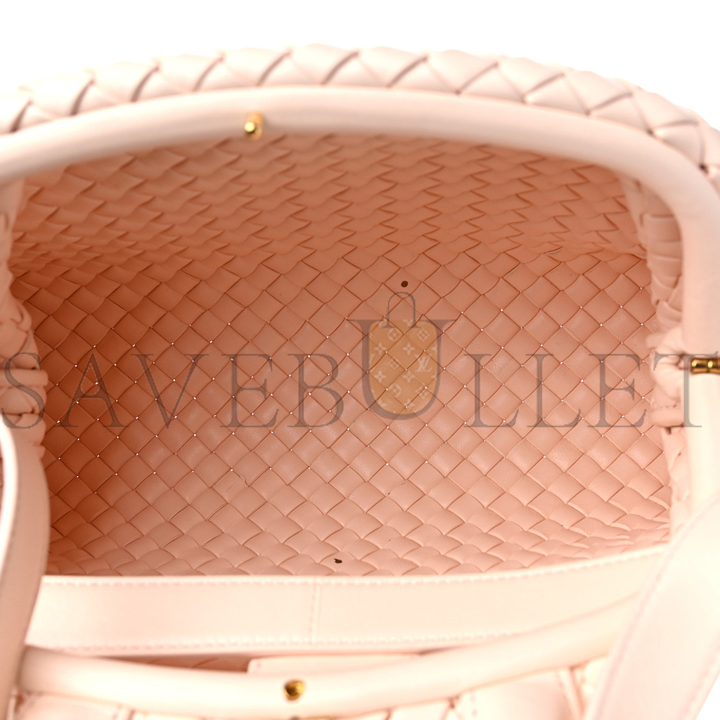 bo*te*ga Ve*ne*ta nappa intrecciato mini top handle shoulder bag flamingo (22*17*8cm)