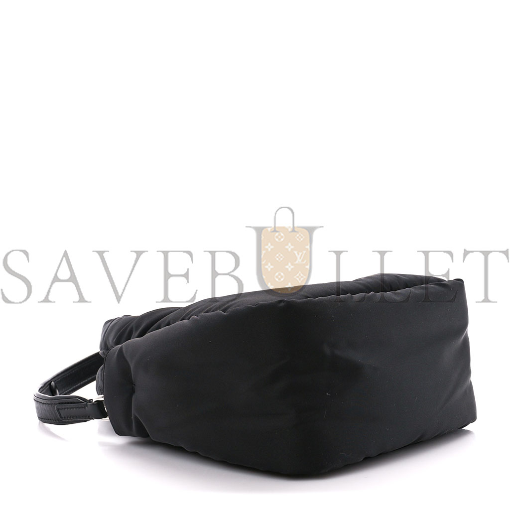 Pra*a tessuto soft padded re-nylon striped mini bag black (23*13*6cm)