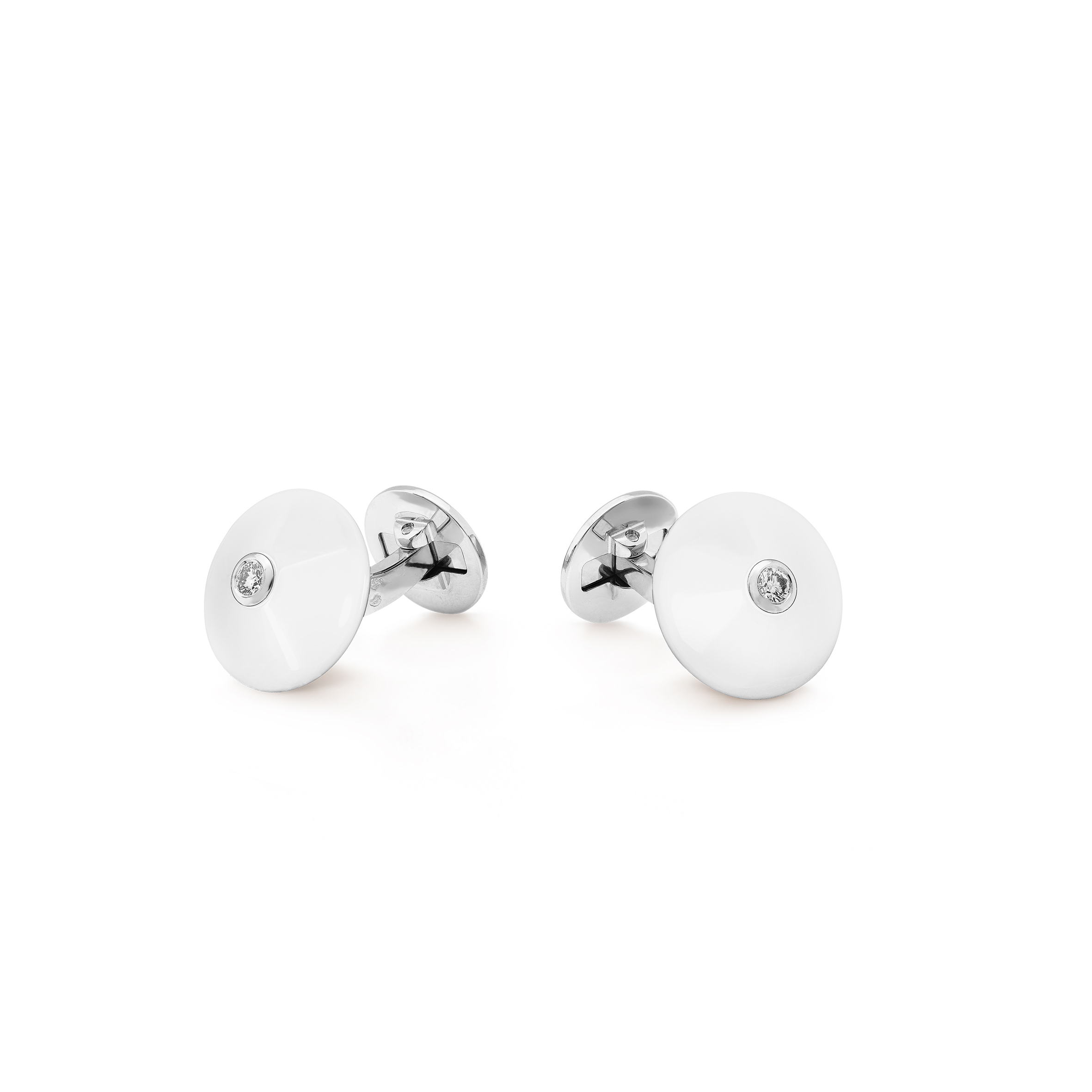 v*n cl**f arpels pierre arpels pastilles cufflinks - white gold, agate, D1am0nd vcaro6bc00