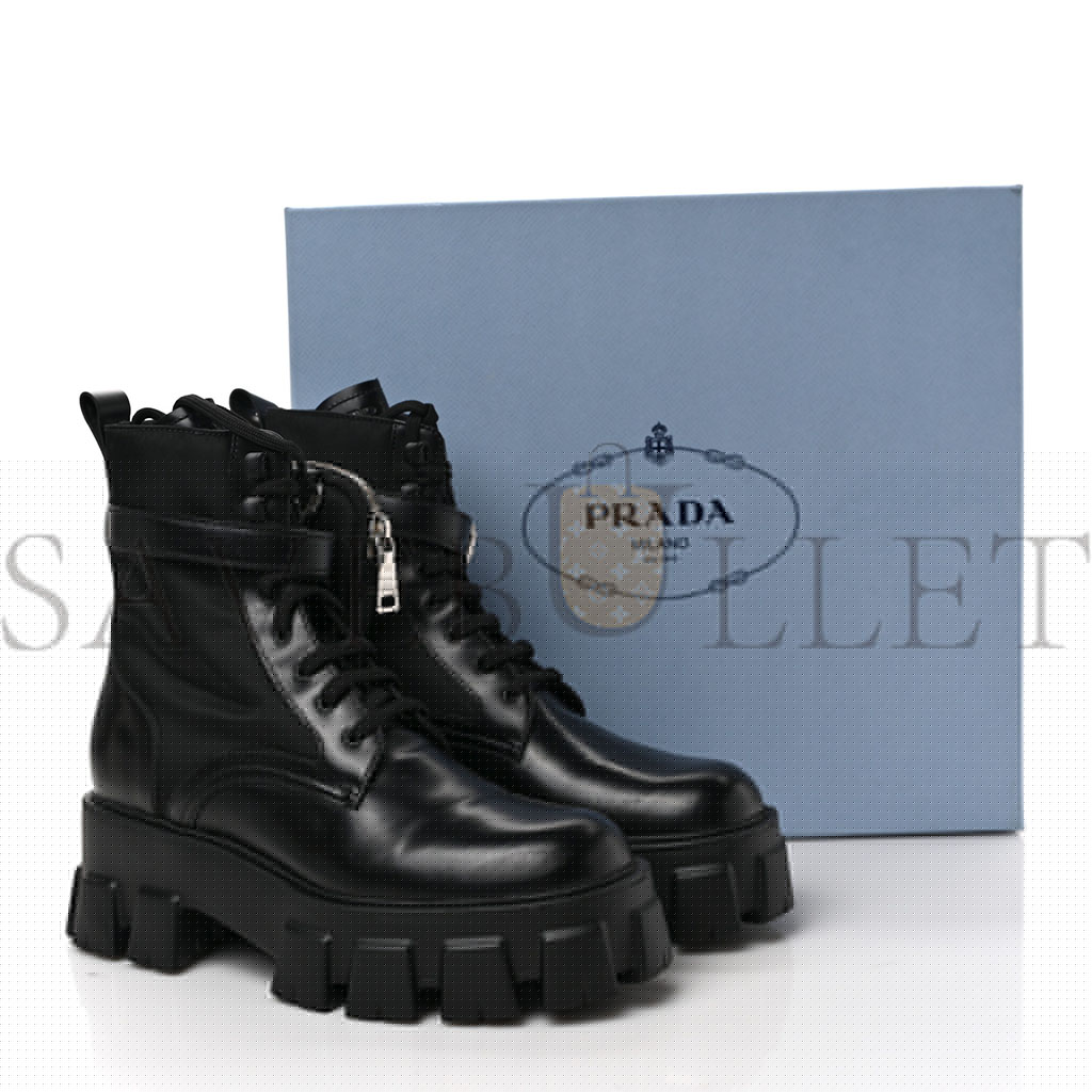 Pra*a spazzolato rois nylon metal triangle logo monolith pouch pocket 55mm boots 39 black