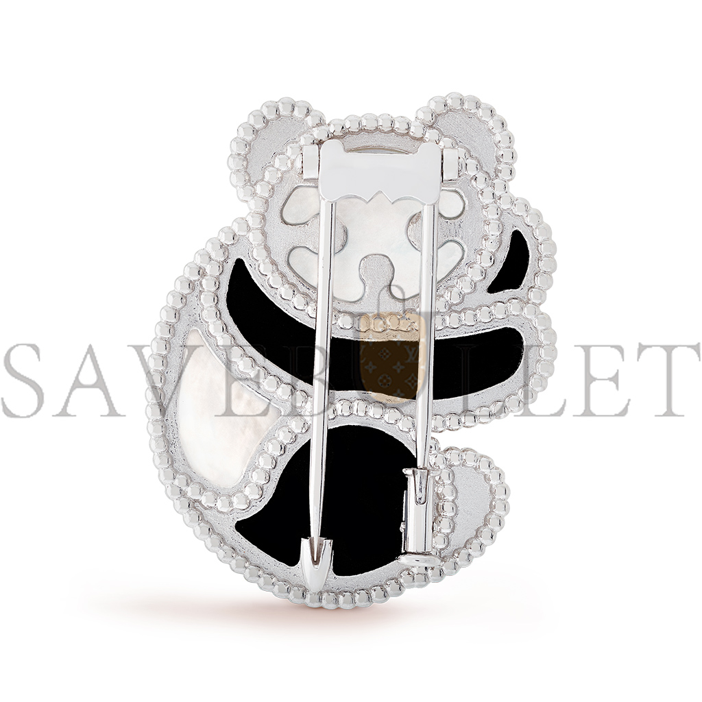 V*n Cl**f arpels lucky animals panda clip - white gold, mother-of-pearl, onyx vcarp5li00