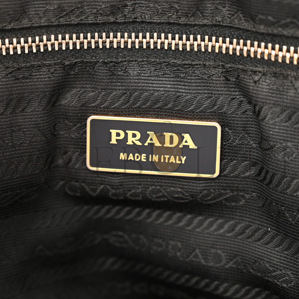 Pra*a tessuto nylon calfskin tote black (36*27*11cm)