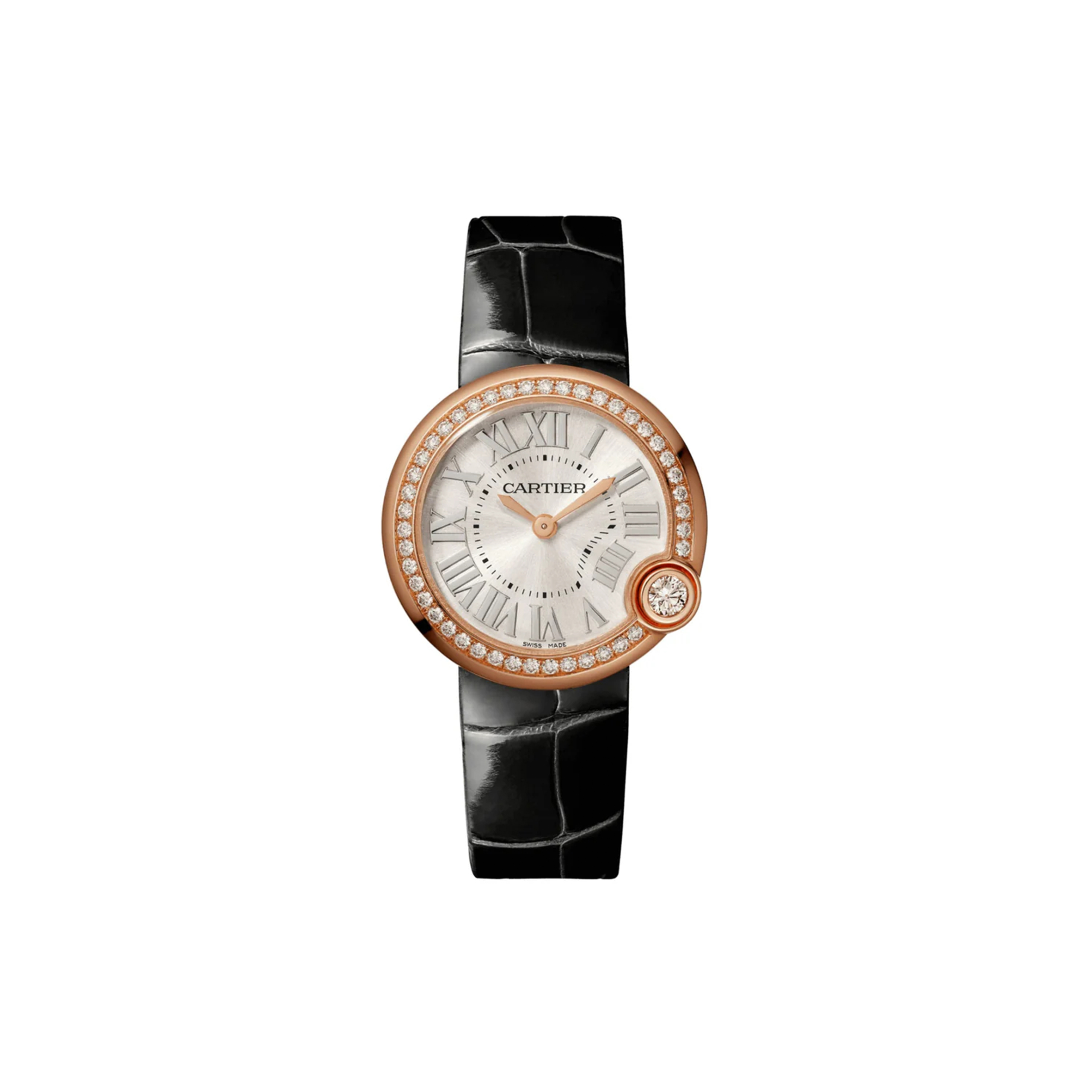 Ca*t*er ballon blanc de Ca*t*er silver dial black leather 30mm wjbl0005