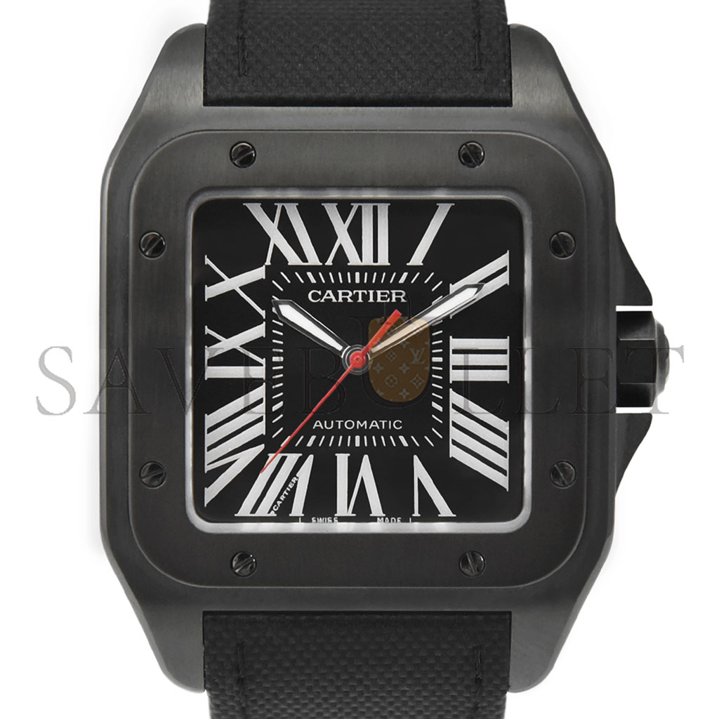 ca*t*er santos de ca*t*er 100 carbon auT0matic large model watch wssa0006