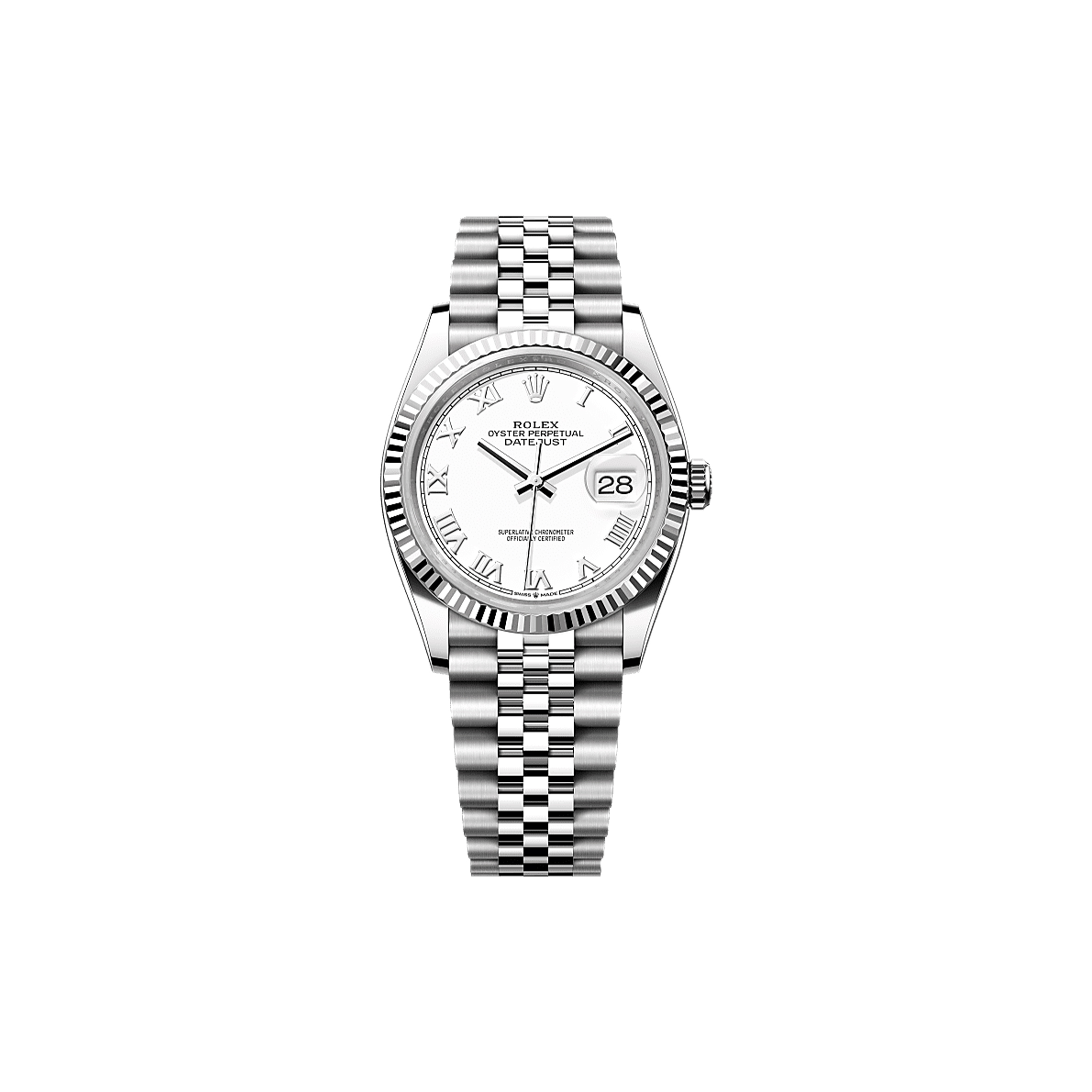 R*l*x datejust 36 oyster, 36 mm, oystersteel and white gold watch 126234-0025