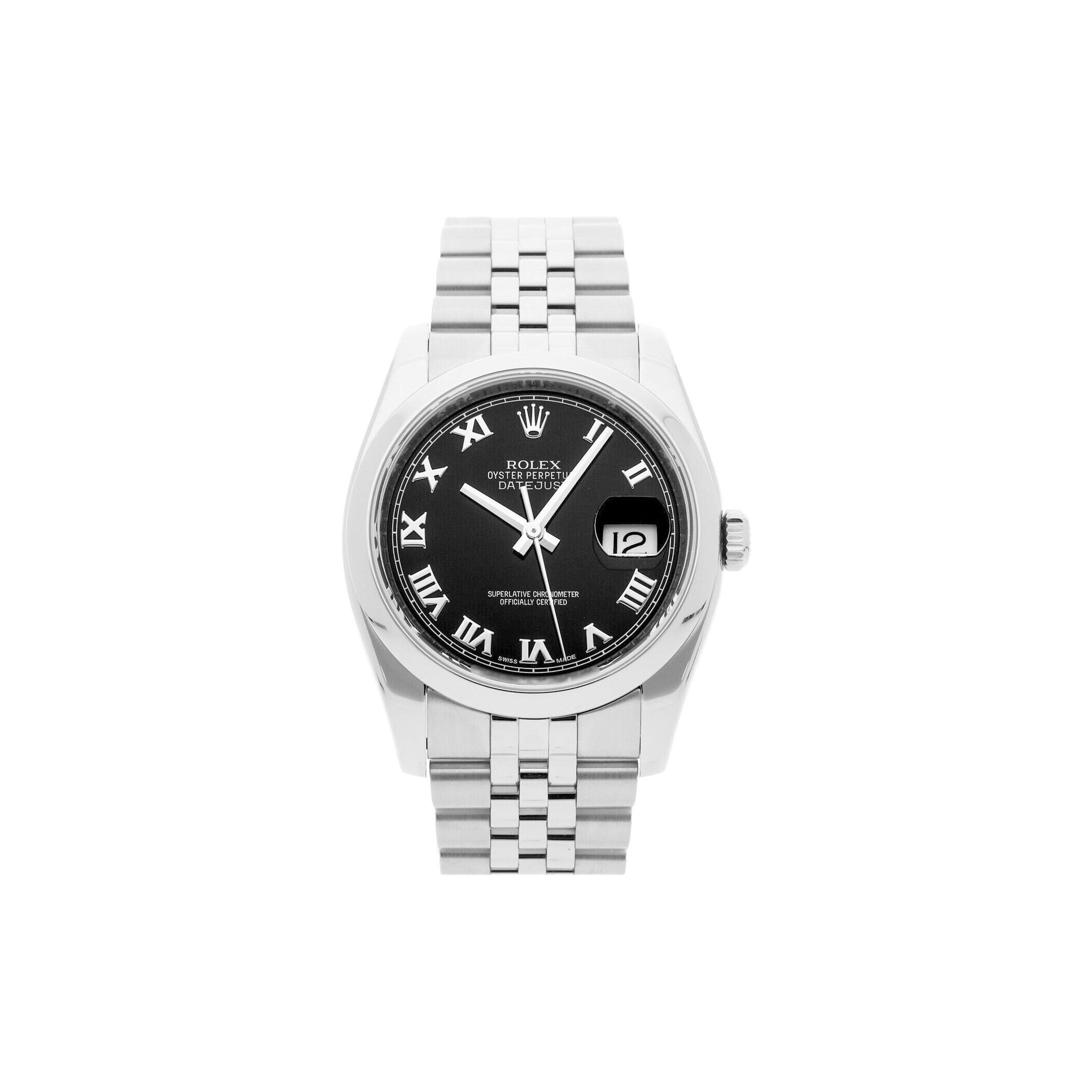 r*l*x datejust black dial stainless steel jubilee bracelet auT0matic watch 116200