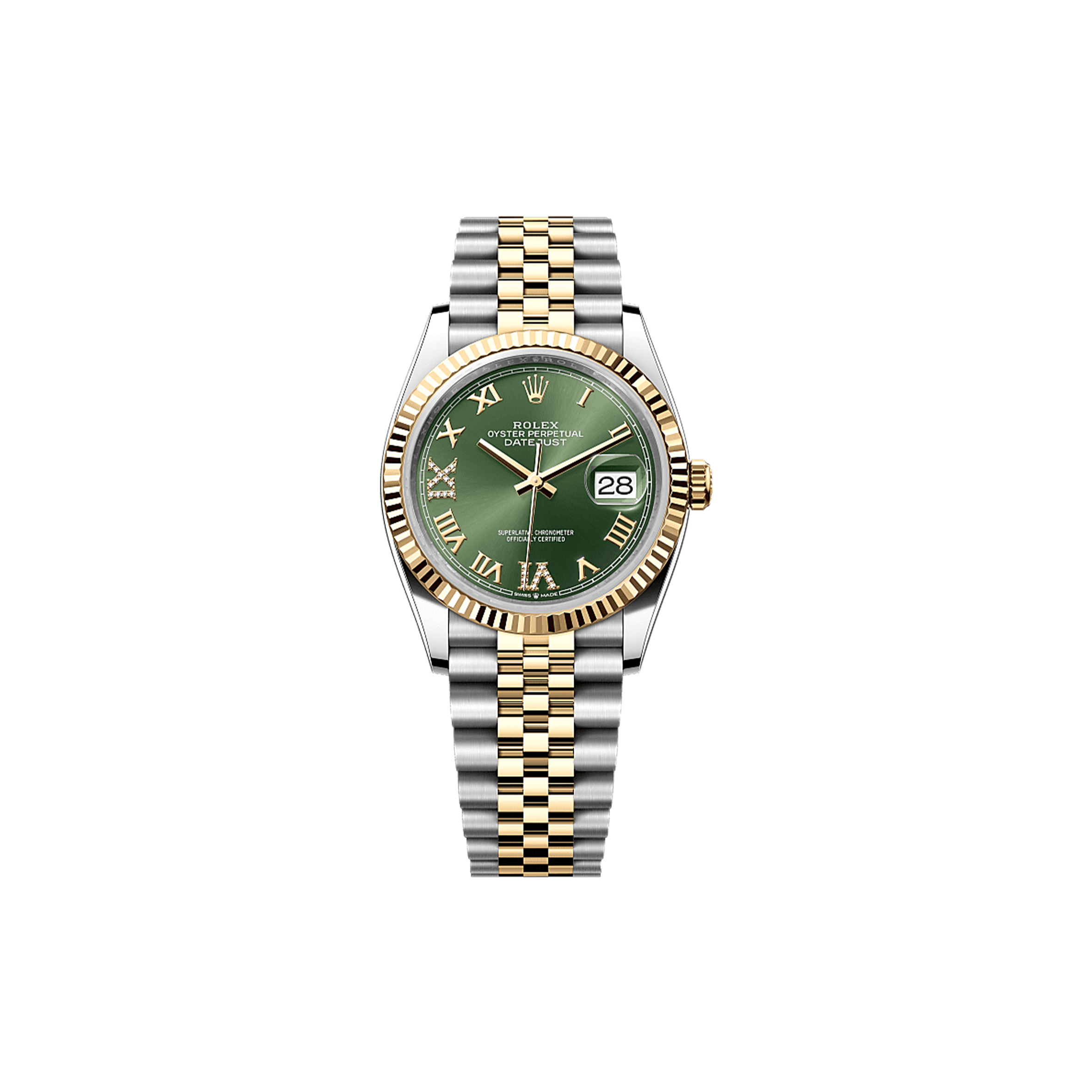 R*l*x datejust 36 oyster, 36 mm, oystersteel and yellow gold 126233-0025