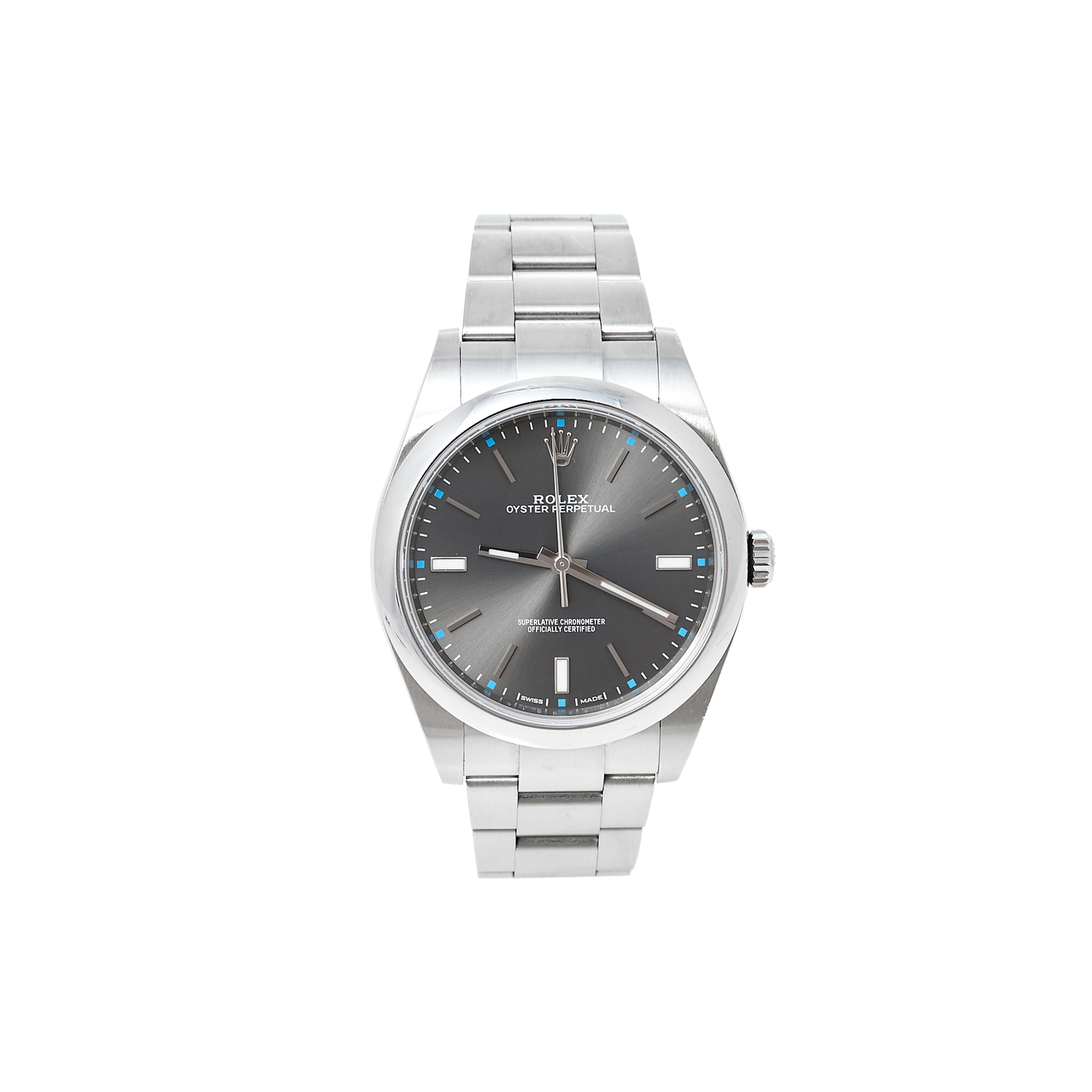 r*l*x oyster perpetual grey stainless steel auT0matic 39 mm watch 114300-0001
