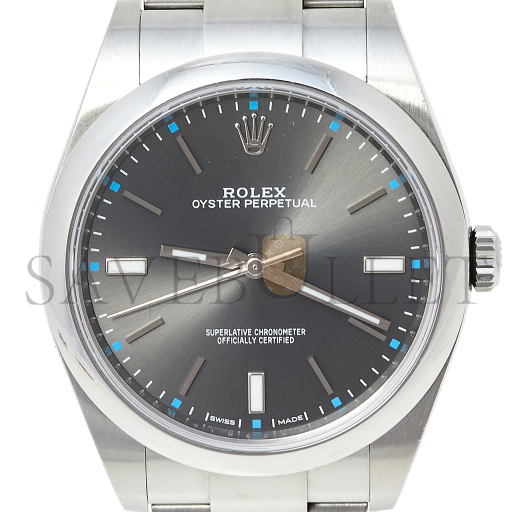 r*l*x oyster perpetual grey stainless steel auT0matic 39 mm watch 114300-0001