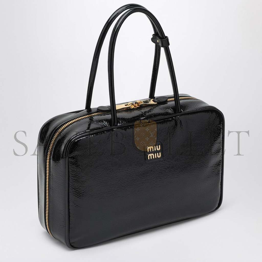 M1v M1v black beau bag in naplak patent leather 5bb117 (34*23*10cm)