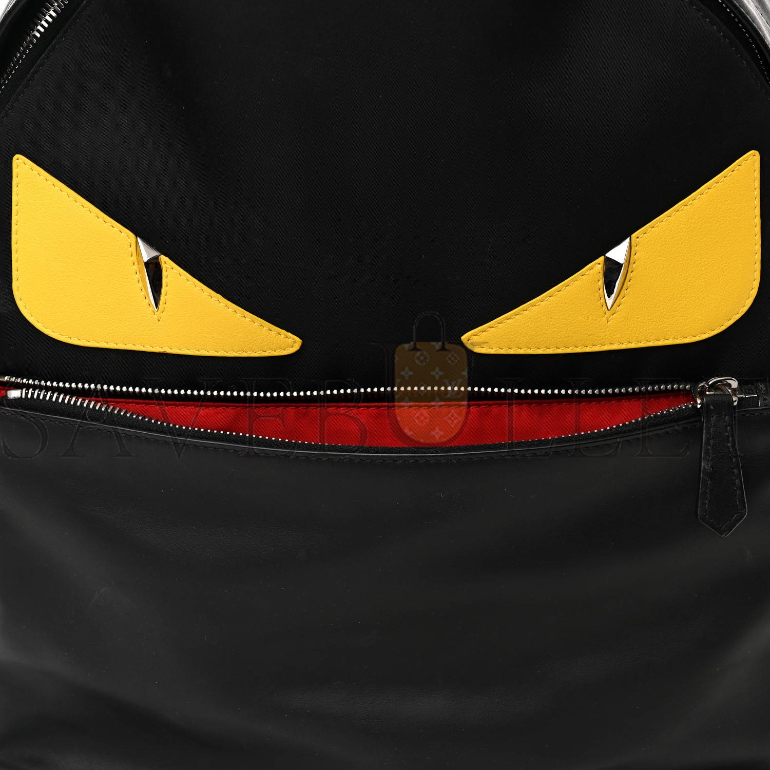 f**di nylon vitello liberty vitello D01ce monster eyes rounded backpack black sunflower (39*33*14cm)