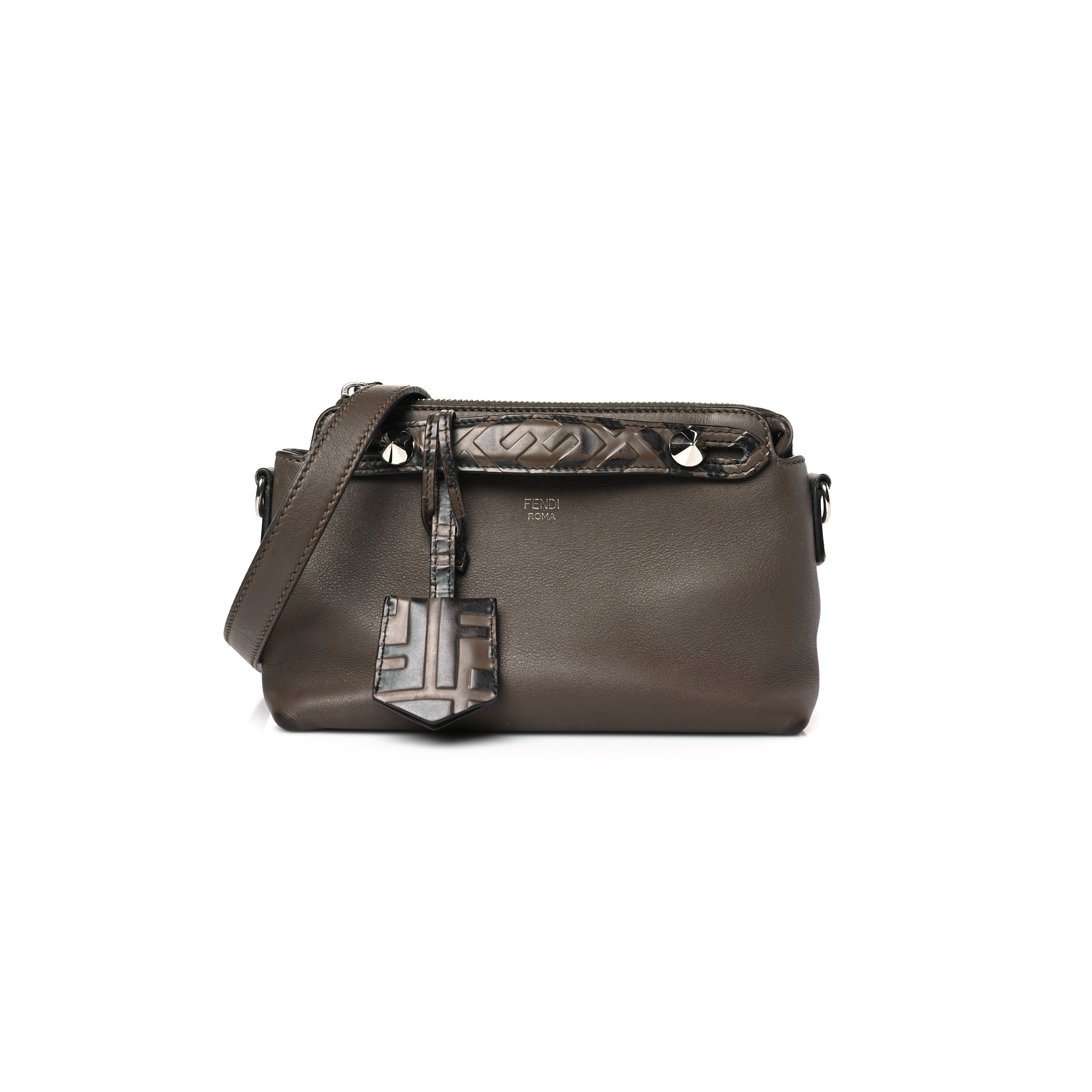 f**di vitello D01ce bi-color ff 1974 embossed mini by the way boston bag maya black (22*14*10cm)