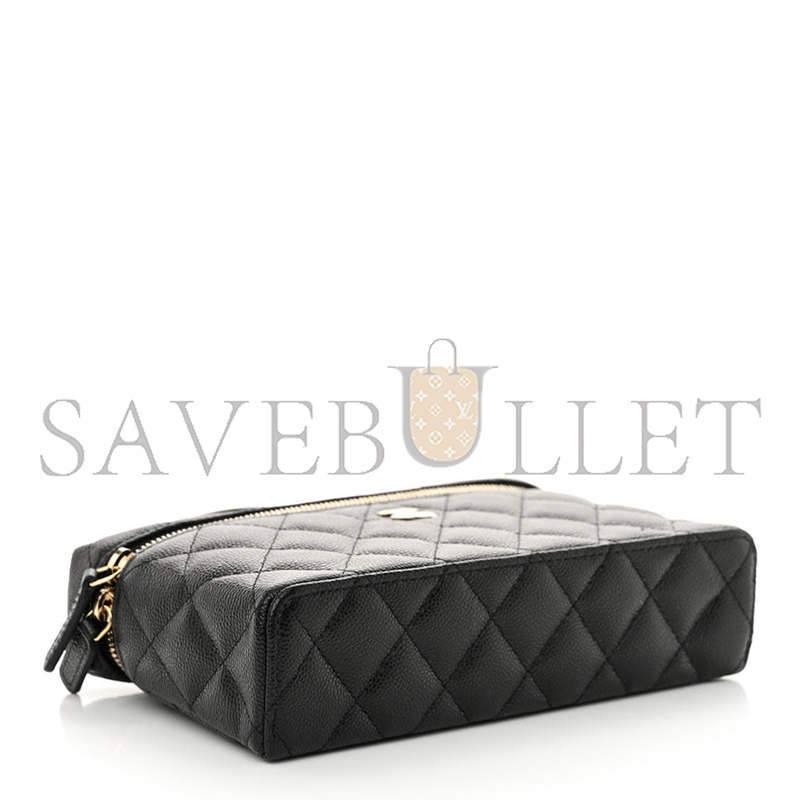 Ch**el caviar quilted top handle slim vanity with chain black ap4385 (19.5*17*5cm)