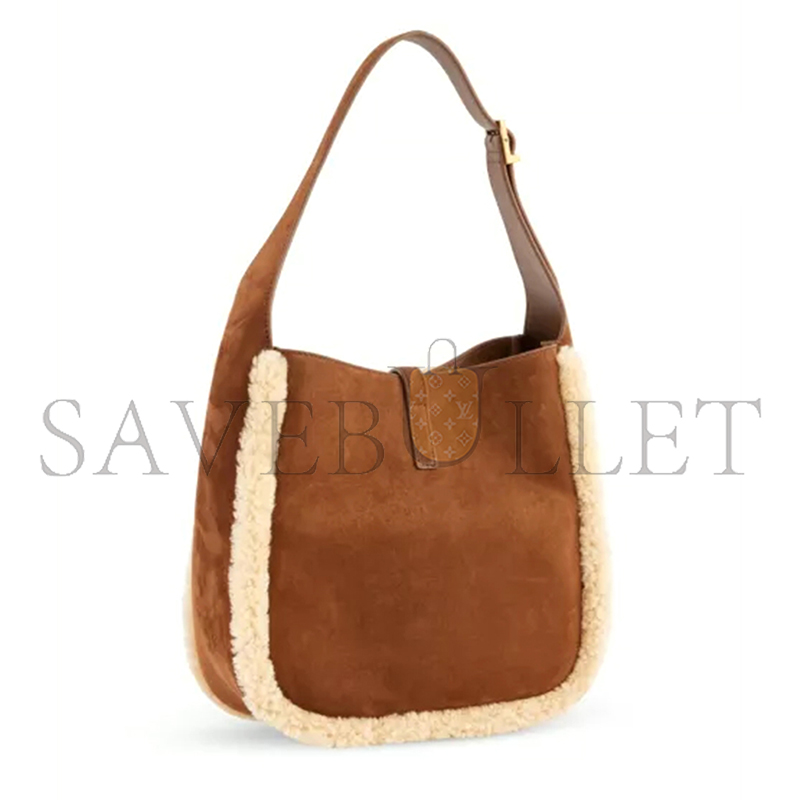 Y51 le 5 À 7 shearling-trim leather shoulder bag 7139381qsiw2281 (23*22*8.5cm)