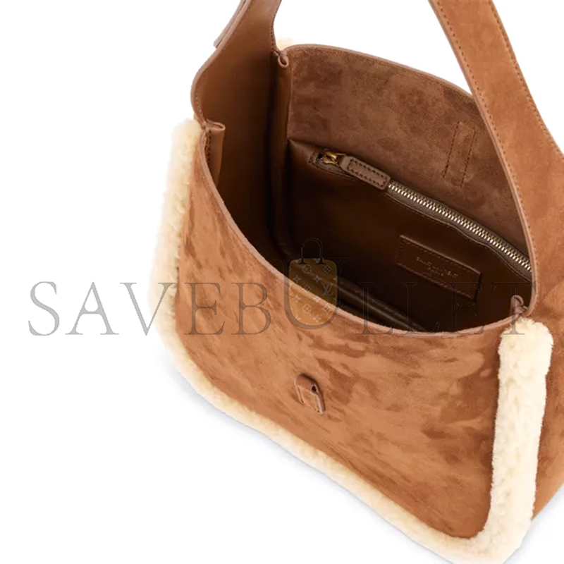 Y51 le 5 À 7 shearling-trim leather shoulder bag 7139381qsiw2281 (23*22*8.5cm)