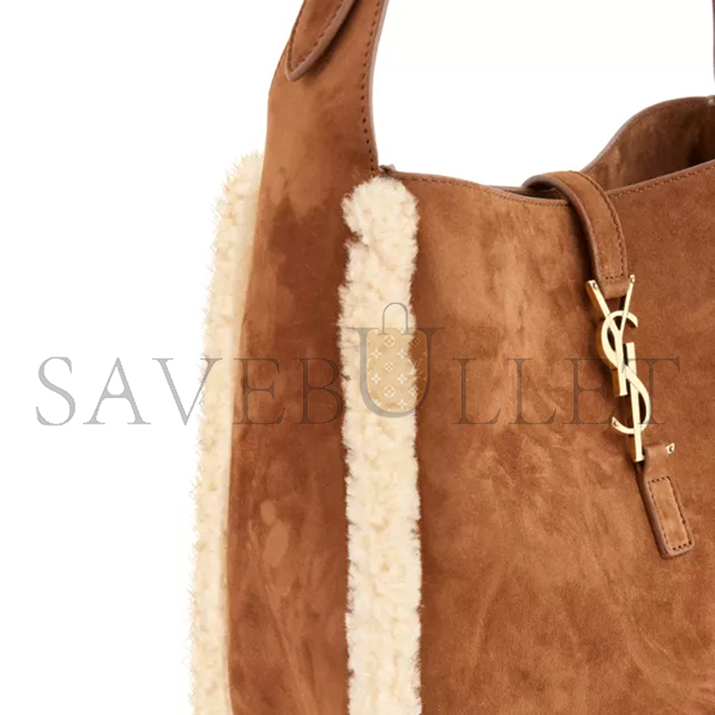 Y51 le 5 À 7 shearling-trim leather shoulder bag 7139381qsiw2281 (23*22*8.5cm)