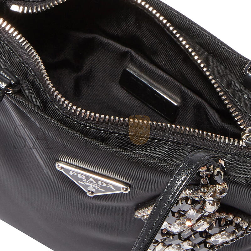 Pra*a lightning bolt embellished nylon bag (18.5*17cm)