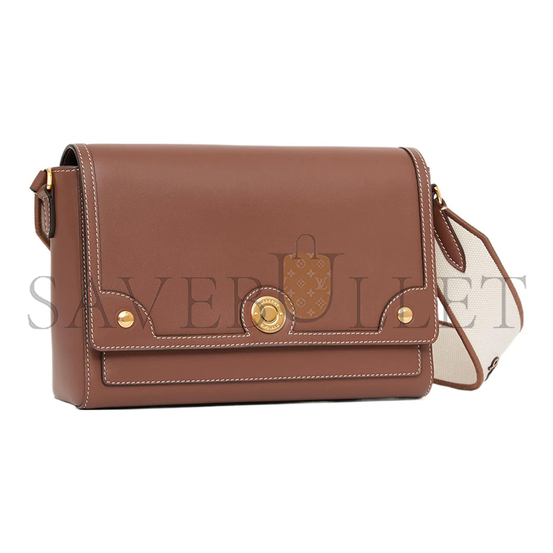 Bv*b*rry brown topstitched leather note crossbody bag 80430551 (25*18*8.5cm)