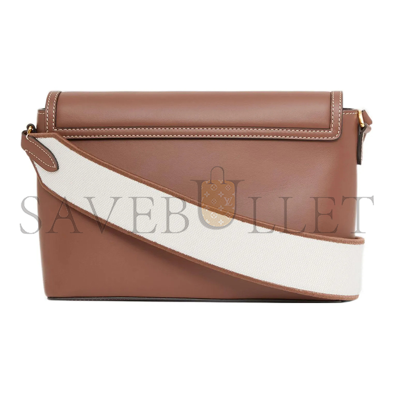 Bv*b*rry brown topstitched leather note crossbody bag 80430551 (25*18*8.5cm)