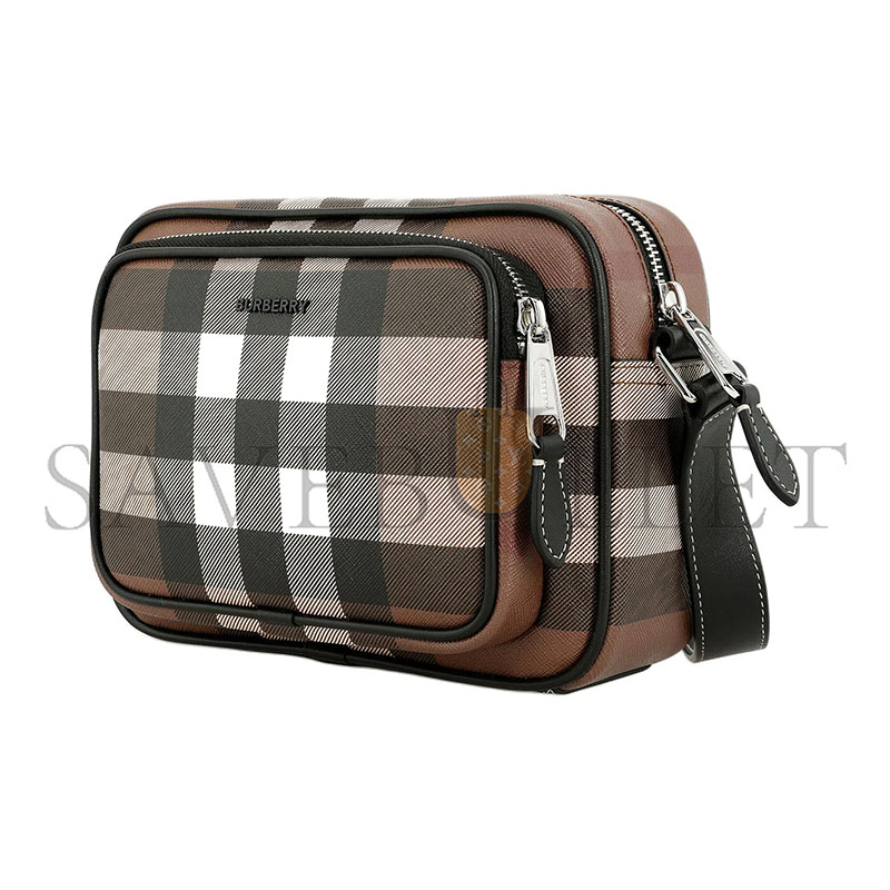 Bv*b*rry check-print crossbody bag in brown 80491451 (22.5*14.5*8.2cm)