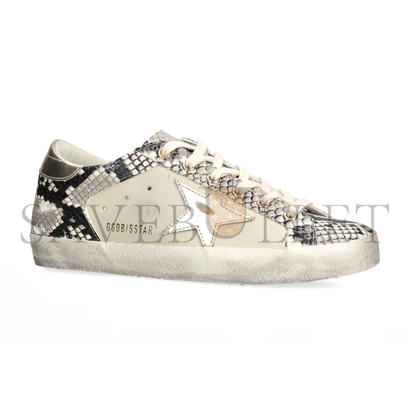 g01den G003e s*per star logo-embroidered textured leather low-top trainers