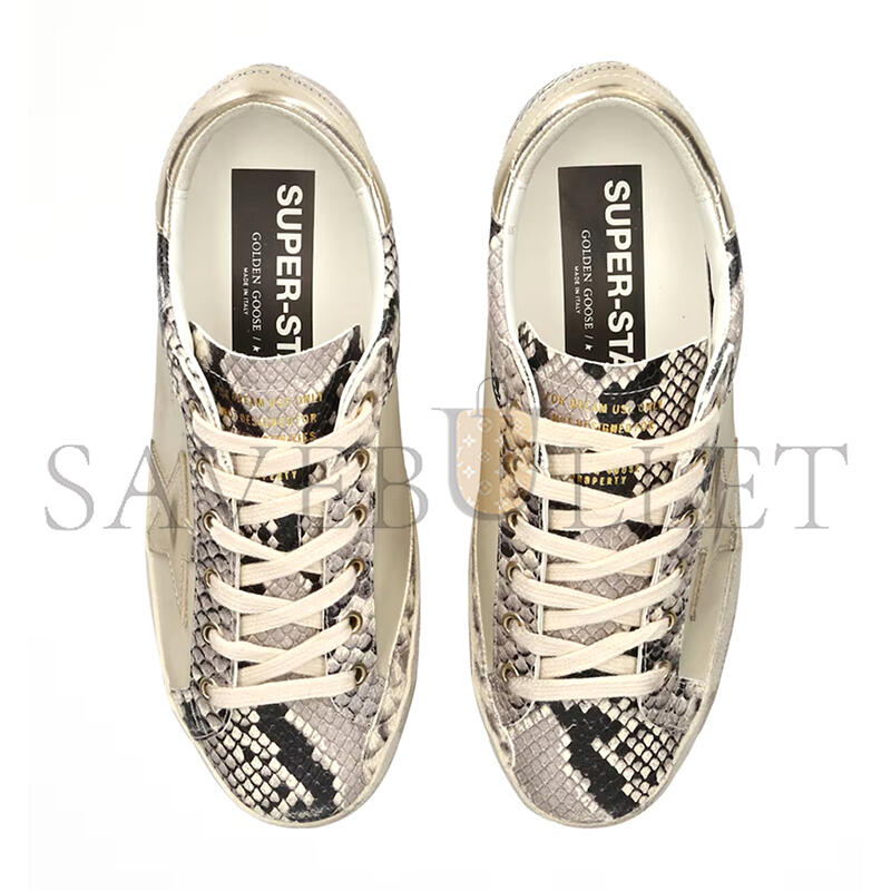 g01den G003e s*per star logo-embroidered textured leather low-top trainers