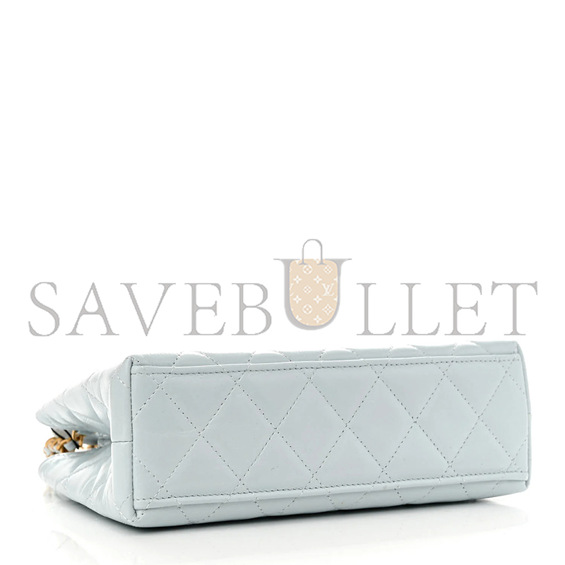Ch**elshiny aged calfskin quilted nano kelly shopper light blue as4461 01 (19*13*6cm)