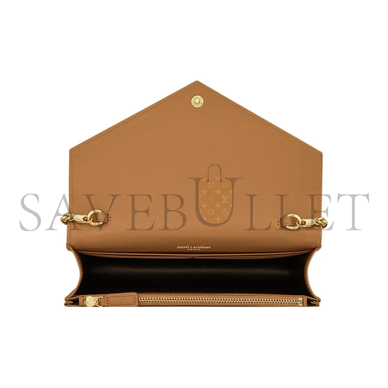 Y51 cassandre matelassÉ envelope chain wallet in grain de poudre embossed leather 695108bow012516 (19*12.5*3.5cm)