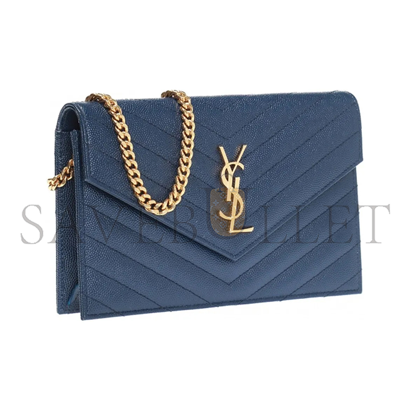 Y51 cassandre matelassÉ envelope chain wallet in grain de poudre embossed leather 393953bow014117 (19*12.5*3.5cm)