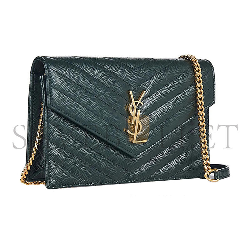 Y51 cassandre matelassÉ envelope chain wallet in grain de poudre embossed leather 393953bow014458 (19*12.5*3.5cm)
