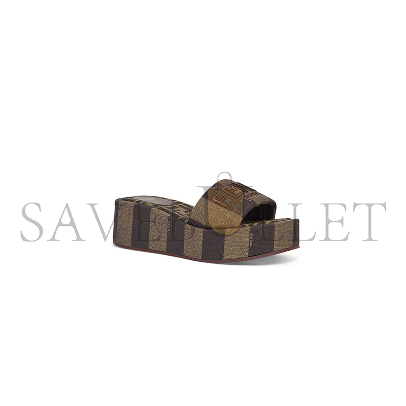 F**di sunshine brown fabric flatform slides 8r8515aorhf1p95
