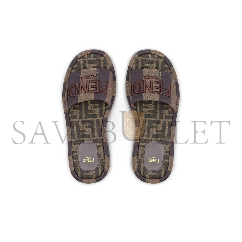 F**di sunshine brown fabric flatform slides 8r8515aorhf1p95