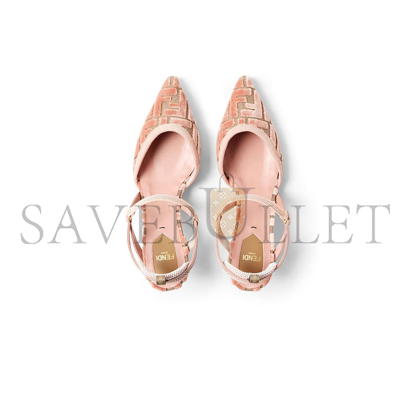 F**di colibrÌ lite medium-heeled slingbacks in pink ff fabric 8j8362aotpf1tpj