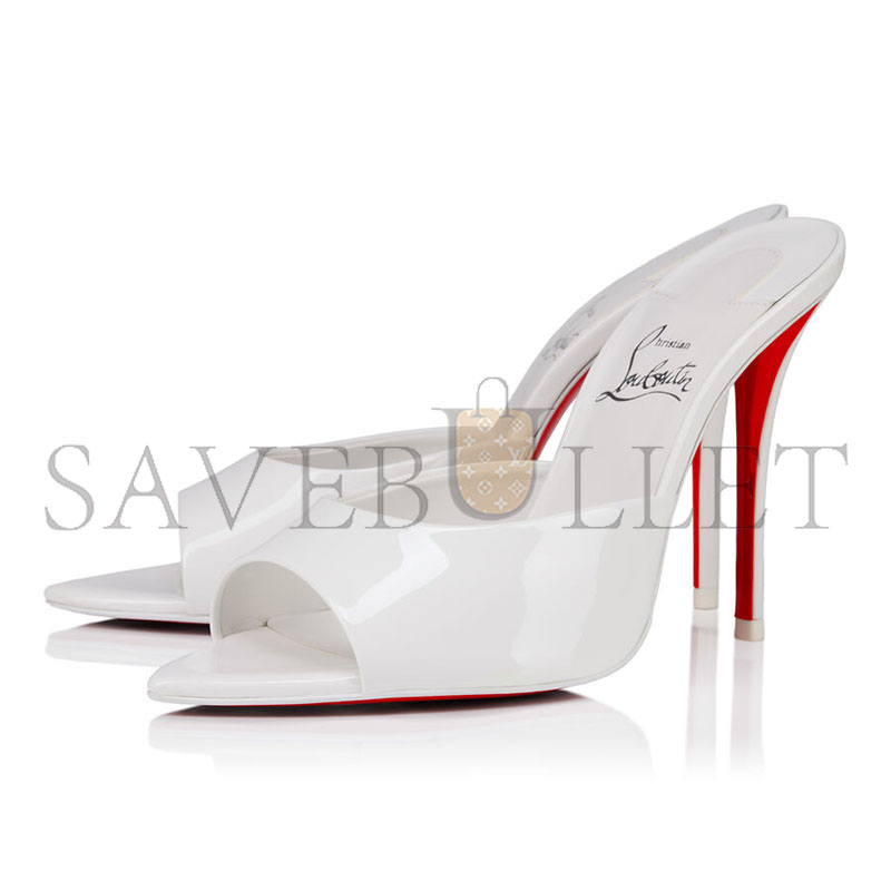 Chr1st1an louboutin miss z mule 100mm open heel sandals patent leather white women