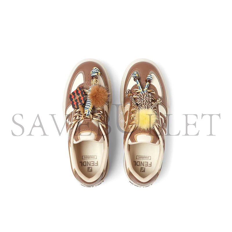 F**di match brown leather platform low-tops with charm 8e8721ay9nf1to6