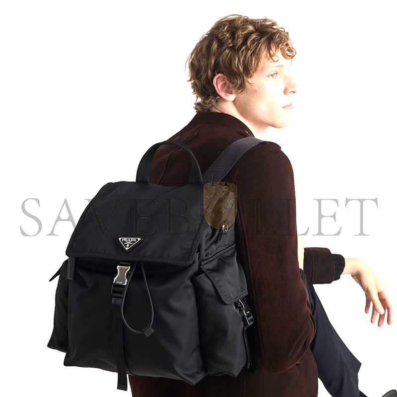 Pra*a explore re-nylon glossy leather backpack 2vz118 (39*37*20cm)