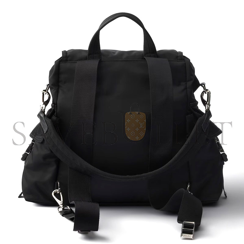 Pra*a explore re-nylon glossy leather backpack 2vz118 (39*37*20cm)